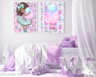 INSTANT DOWNLOAD - Sweet Sugar Candy Land - African American Girl Chic Sweets Decorative Prints - Masha Studio Art