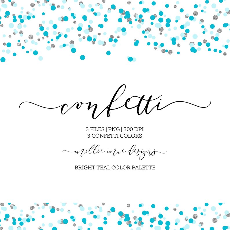 INSTANT DOWNLOAD Bright Teal Confetti Border Teal Aqua Etsy