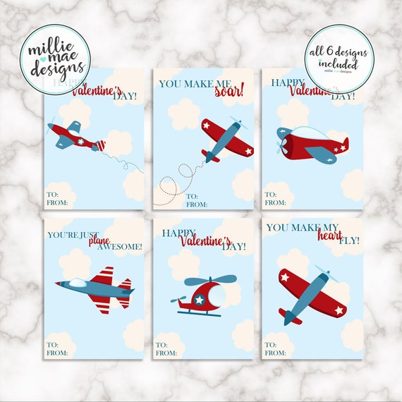 INSTANT DOWNLOAD - Vintage Airplane Valentine's Day Cards Il_570xn