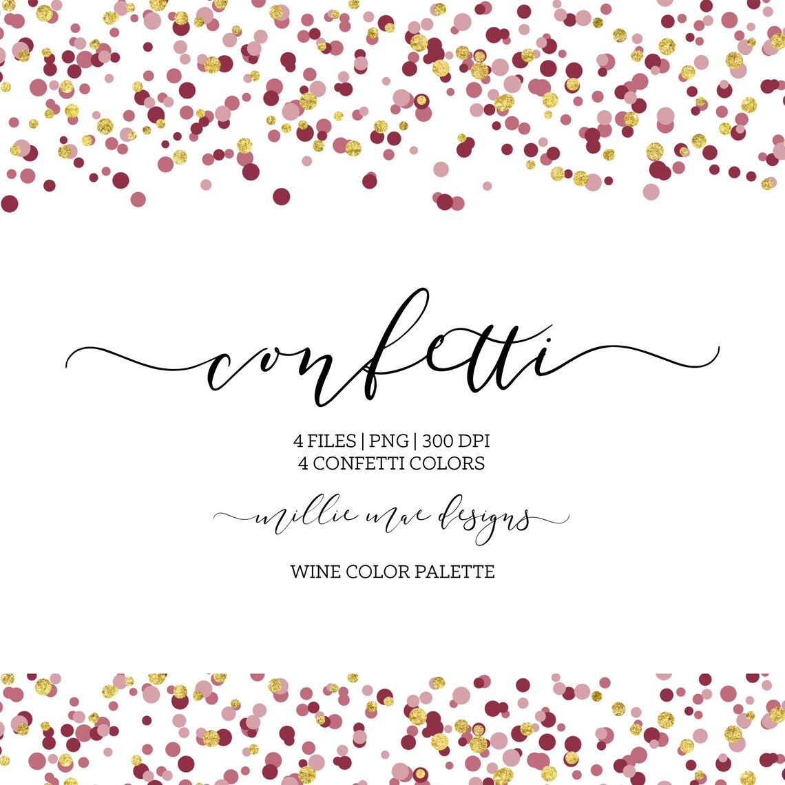 INSTANT DOWNLOAD Wine Confetti Border Red Burgundy Maroon Gold Etsy