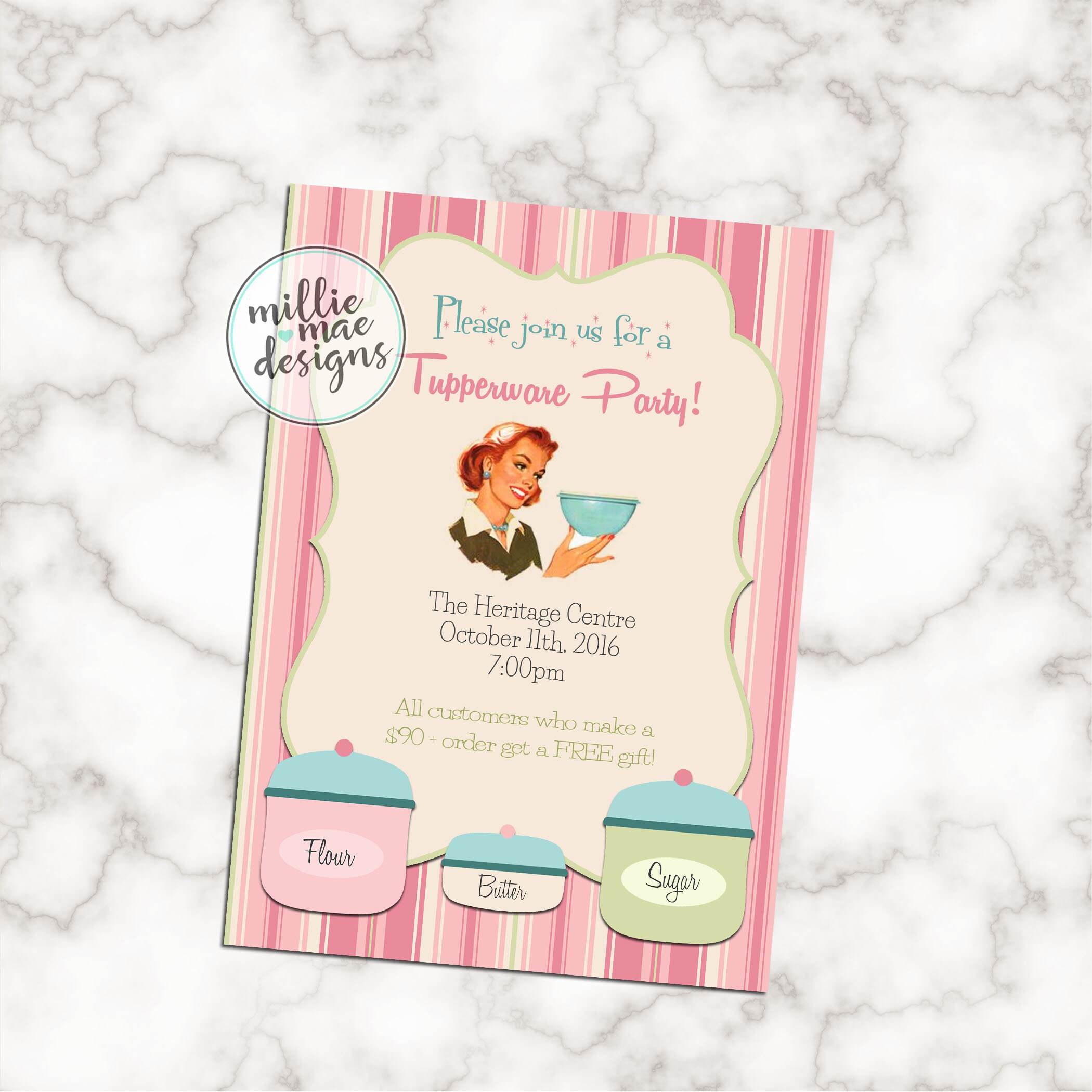 50's Vintage Tupperware Party Invitation | Etsy