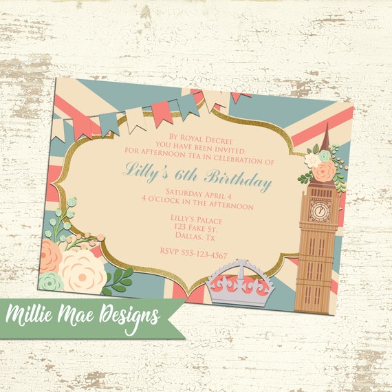 London Royal Tea Party - Big Ben - Floral - Crown -British Royal Tea Party Il_570xn