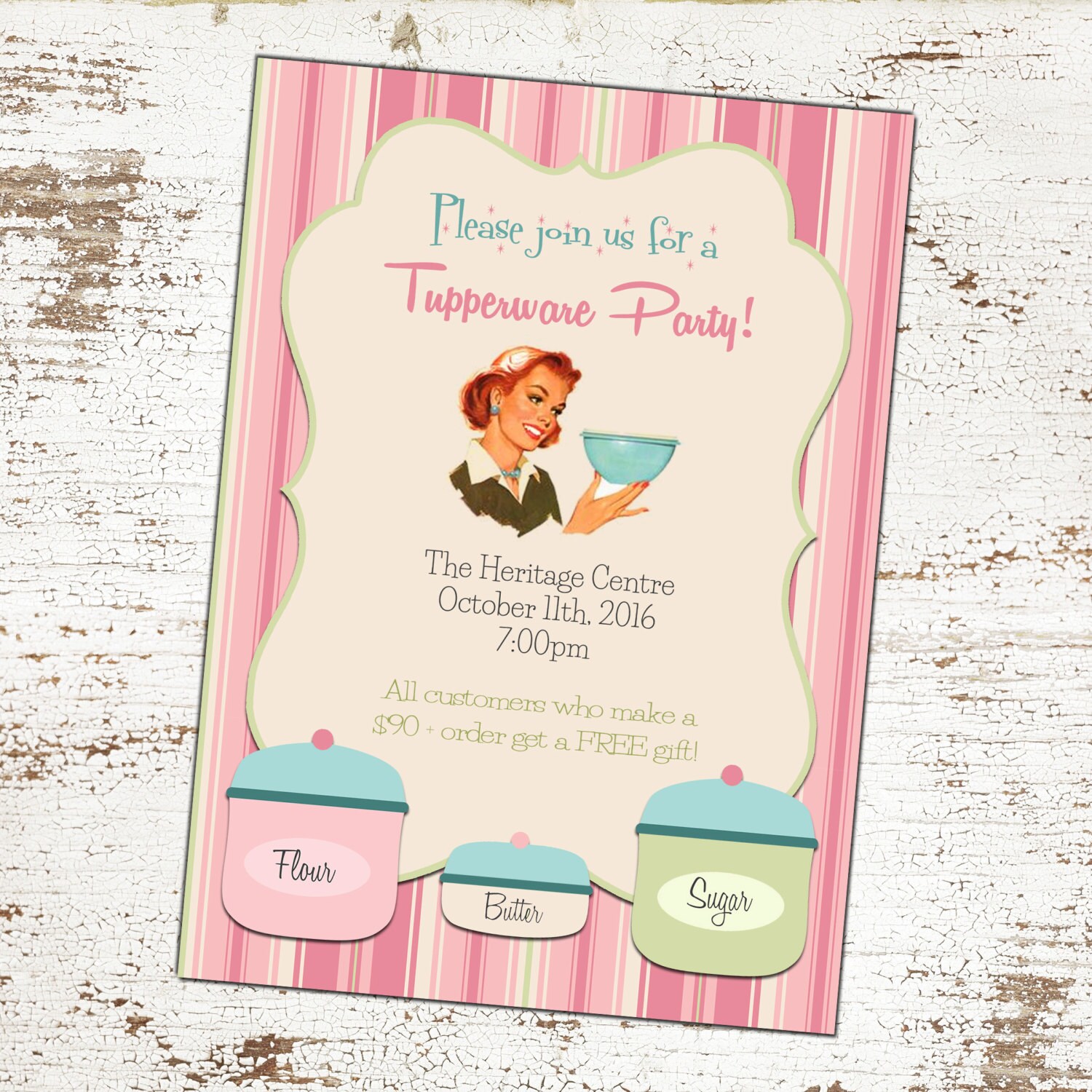 Invitation fête personnalisée Tupperware Vintage | Etsy