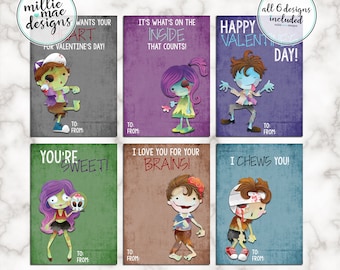 INSTANT DOWNLOAD - Zombie Valentine's Day Cards