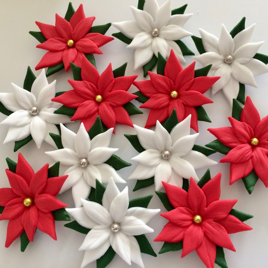 Poinsettia Christmas Sugar Flowers Cake Decorations Etsy UK