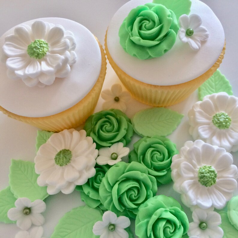MINT GREEN ROSE Bouquet Edible Sugar Flowers Cake Decorations Etsy
