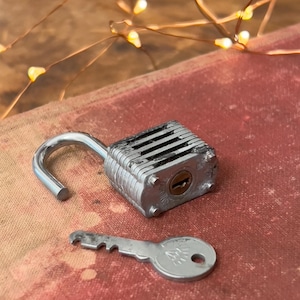 Padlock & Key, Vintage Diamond Brand Small Metal Lock With Key