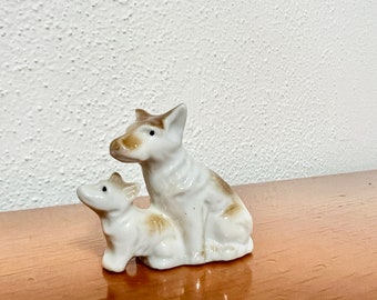 Mini figurine de chien vintage en porcelaine, éventail d'animaux, amoureux des chiens, parent d'animal de compagnie