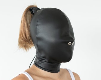 Bondage Hood - Italian Leather - Hand Made to Order (MATURE)