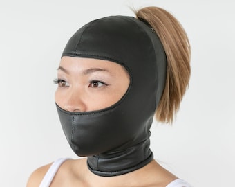 Gwendoline Bondage Hood - Italian Leather - Hand Made to Order (MATURE)