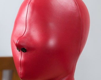 Bondage Hood - FEMALE - Italian Leather - Hand Made to Order (MATURE)
