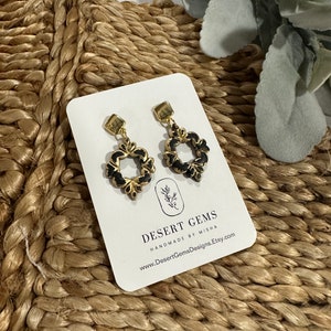 Frame Earrings, Gothic Earrings, Romantic Goth Gift for Girlfriend, Bday Gift for Trendy Goth, Dark and Moody Gift for Her, Antiqued Earring