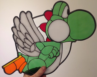 Yoshi inspired stained glass artpiece