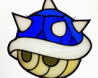 blue shell inspired stained glass