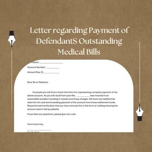 Carta sobre el pago de facturas médicas pendientes de los demandados