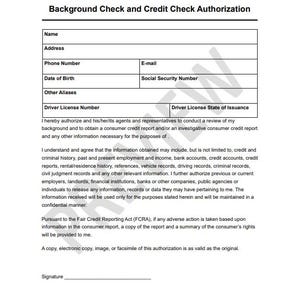 Background Check and Credit Check Authorization image 2
