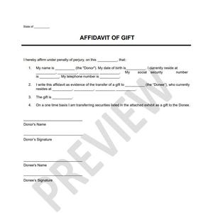 AFFIDAVIT OF GIFT