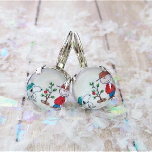 Limited, Christmas, Earrings, Inspired, Holiday Earrings, 12mm, Jewelry, Gift, Domed, Glass, Lever Backs, DKSJewelrydesigns