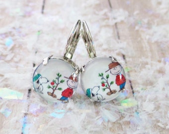 Limited, Christmas, Earrings, Inspired, Holiday Earrings, 12mm, Jewelry, Gift, Domed, Glass, Lever Backs, DKSJewelrydesigns