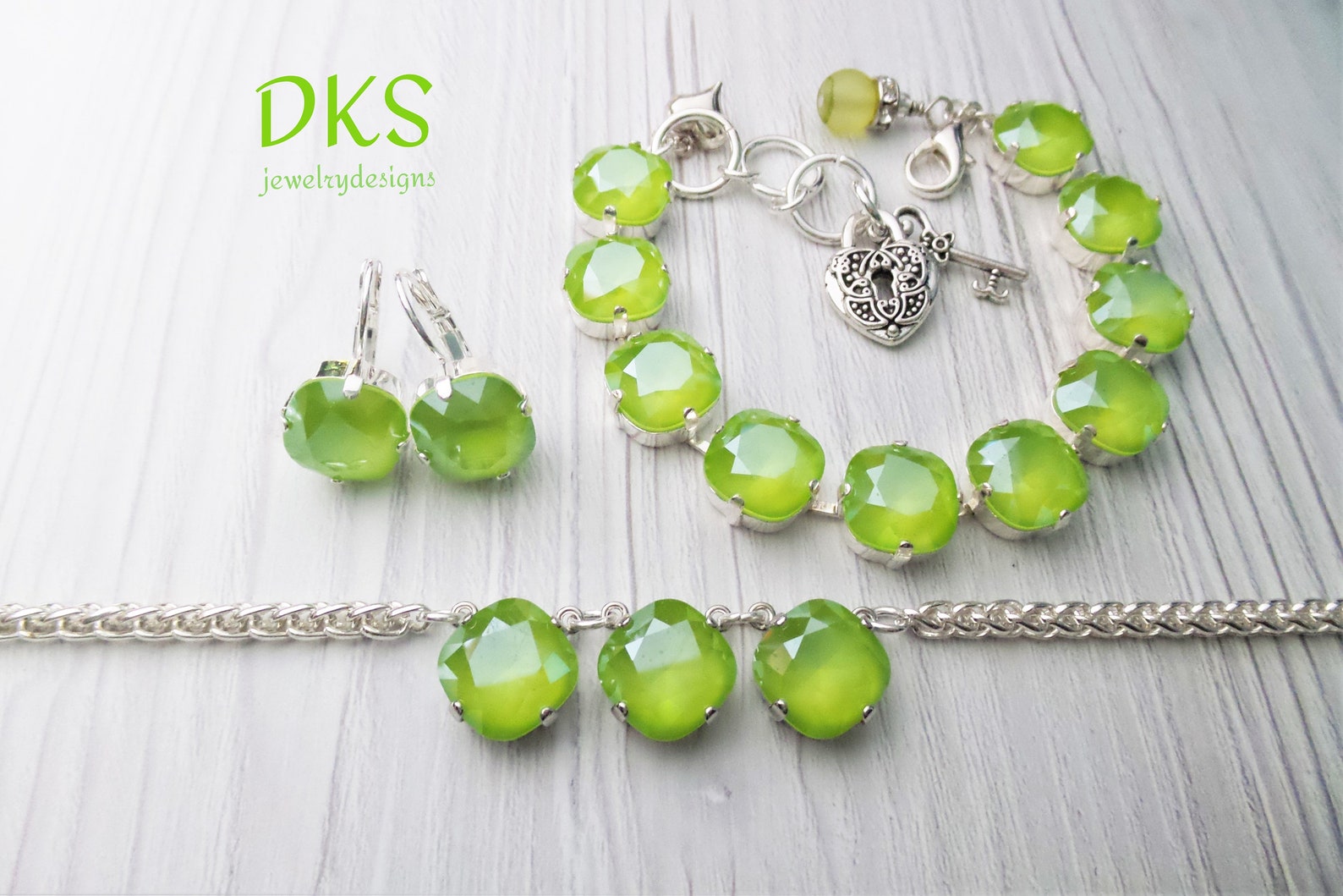 Key Lime Crush Crystal Bracelet Lime Green 12mm Cushion Etsy