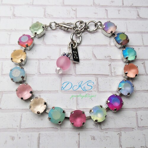 Summer Pastels Crystal Necklace 8mm Matte Stones Bridal Etsy