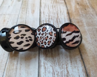 Animal Print, Chunky Stretch Bracelet, 25mm, Round, Large, Statement, Glass, Custom, Plastic, Substantial,  DKSJewelrydesigns, FREE SHIPPING