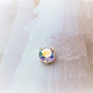 Austrian, Crystal, A.B. Illusion Necklace, Bridal, Invisible, Floating, Pendant, 10mm, Square,  DKSJewelrydesigns