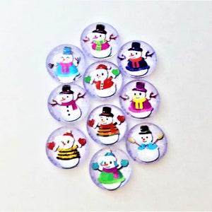 Photo Cabochons, 12mm, Glass, Round, Snowman, Jewelry, Findings, Christmas, DKSJewelrydesigns