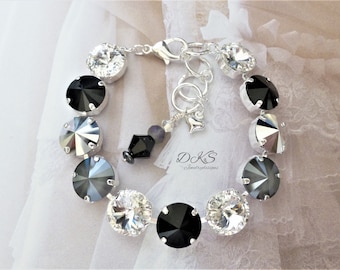 Meet The Greys, 12mm Crystal Bracelet, Bridal, Adjustable, Neutral, DKSJewelrydesigns, FREE SHIPPING