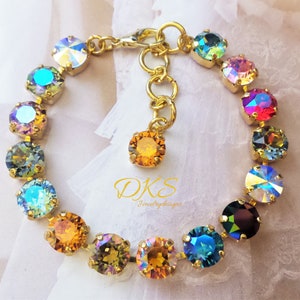 Crystal Candy• Finest Crystal Bracelet• 8mm• Bridal• Adjustable• Rainbow• Sparkle• DKSJewelrydesigns• FREE SHIPPING