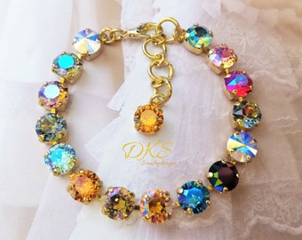 Crystal Candy• Finest Crystal Bracelet• 8mm• Bridal• Adjustable• Rainbow• Sparkle• DKSJewelrydesigns• FREE SHIPPING