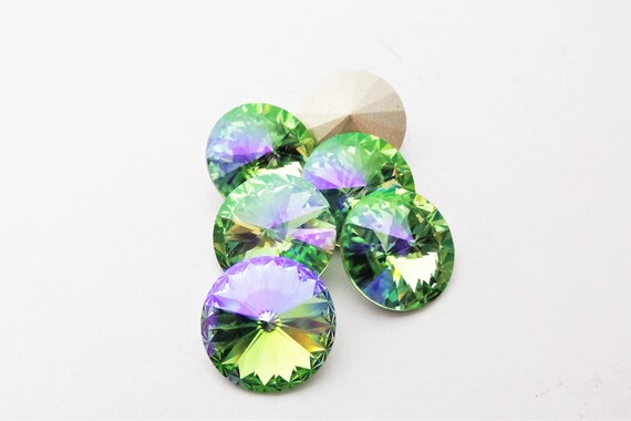 Foiled Swarovski Pointed Back Rivoli DKSJewelrydesigns Six Violet Glacier Blue 1122 8mm