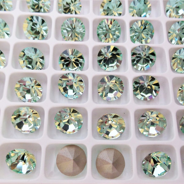 12, Chrysolite,8mm, ss39, Preciosa, Lead Free, Foiled, Pointed Back, Chaton, Crystal, DKSJewelrydesigns