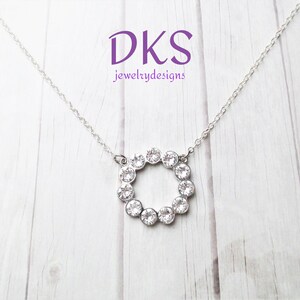 Through Eternity, Crystal, Circle Pendant, Bridal, Gift, Meaning, Infinity, Silver, 18 inches, DKSJewelrydesigns,