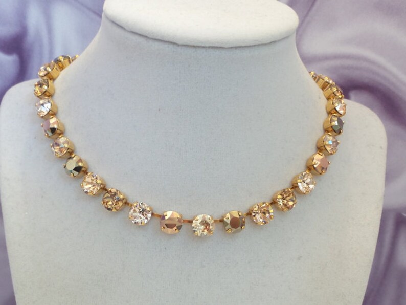 Golden Goddess Swarovski Necklace 8MM Choker Bridal | Etsy