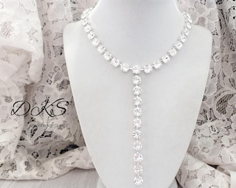 Vintage Clear Crystal Necklace - Etsy