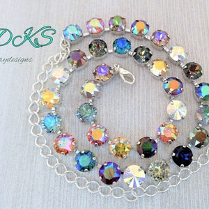 Crystal Candy Necklace, 8MM, Bridal, Multi Colored, AB Shimmer Stones, Choker, DKSJewelrydesigns