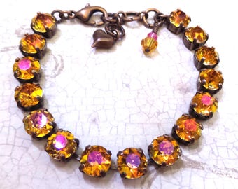 Crystal Copper, 8mm, Crystal Bracelet, Bridal, Sparkle, Adjustable, Jewelry, Gift, DKSJewlerydesigns