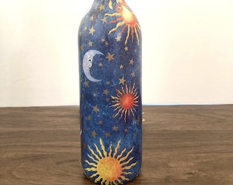 Moon Sun Stars wine bottle light