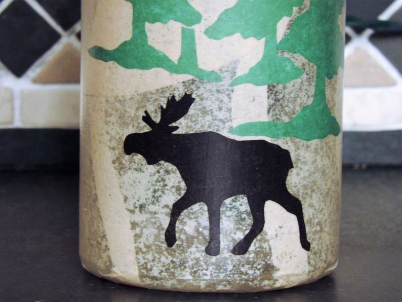 Moose and pine trees bottle light Rustic nightlight lodge decor camp living handcrafted image 3