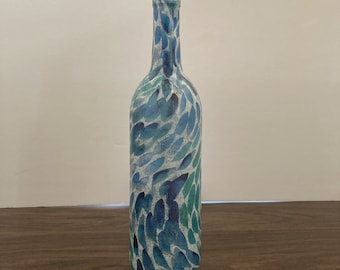 Blue Swirls wine bottle light