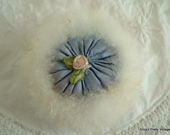 A Beautiful 1920&#39;s &#39;Swansdown&#39; Powder Puff/Boudoir Accessory/Ribbonwork Collection/Display Piece