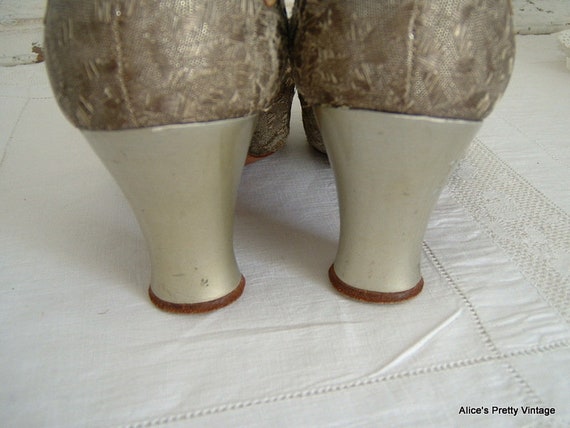 RESERVED Pretty Pair of 1920's Gold Lament Shoes - image 8