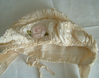 A Beautiful Baby Bonnet Perfect for a Collection/Ribbonwork/Ribbon Rosette
