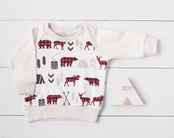 Baby sweatshirt, toddler sweatshirt, organic baby clothes, Woodland