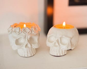 Soulmate Skulls - Gothic Skull Candle Holder Set for Couples