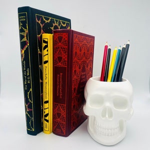Handcrafted Skull Pot | Dark Gothic Decor | Skull Decor | Skull Organizer | Skull Gifts for Valentines | Gothic Pen Holder | Skull Bookend