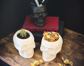 Small Skull Planter Pot for Pens, Candy, Plants or Gothic Desk Décor
