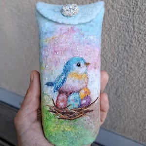 Felted glasses case, Eyeglass case, Pouch, eco felted wool