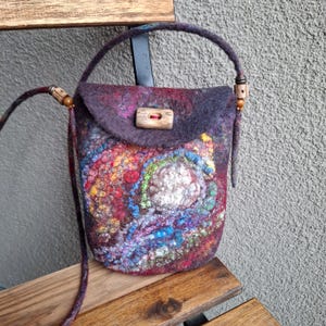 Felted mini bag, Felted pouch, Crossbody bag, eco felted wool